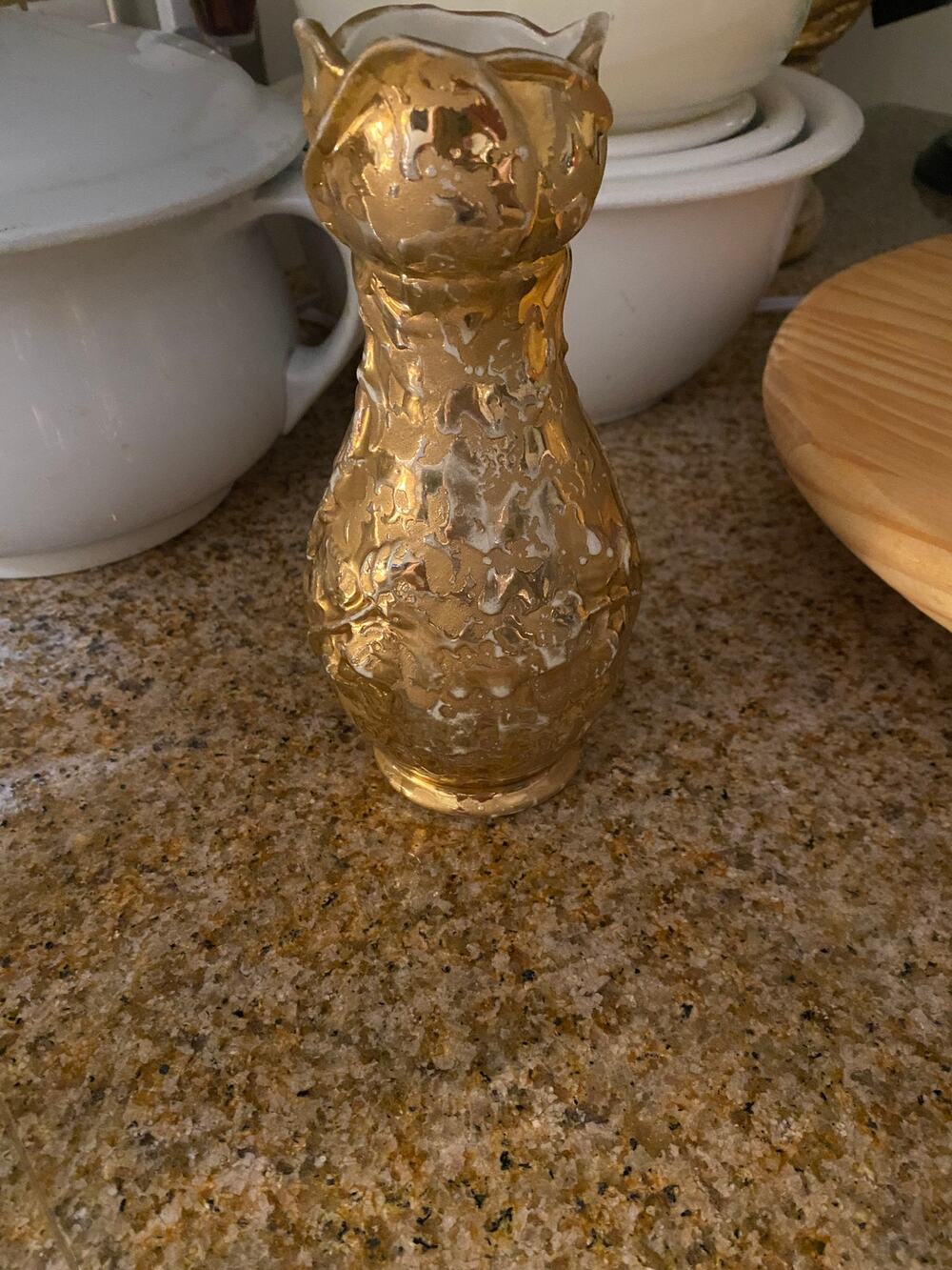 Vintage Weeping Gold VASE 24 Karat Gold Made in USA  mid-century 1950s